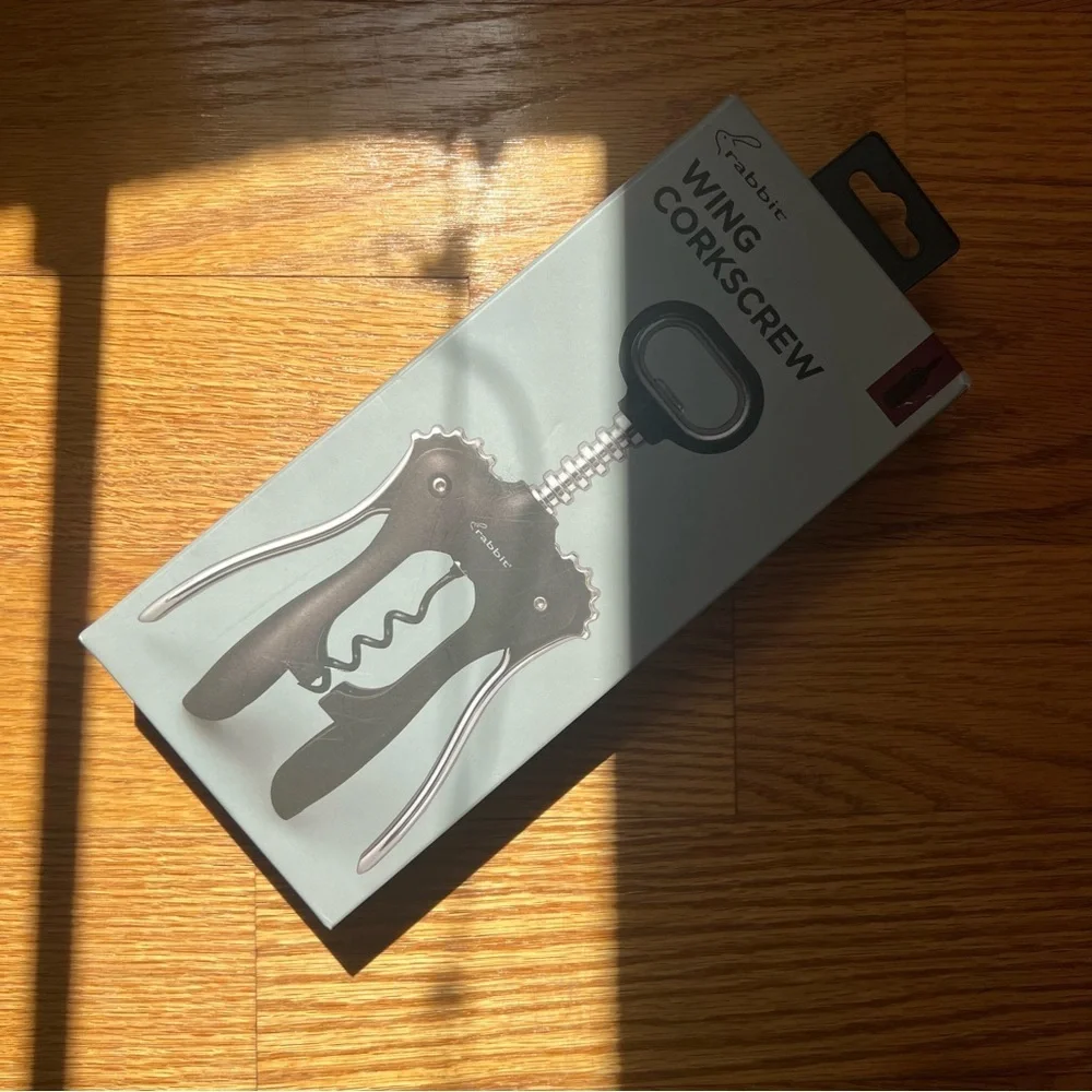 Crate & Barrel Rabbit Winged Corkscrew - Matte Black Wine Opener - NWT Gift